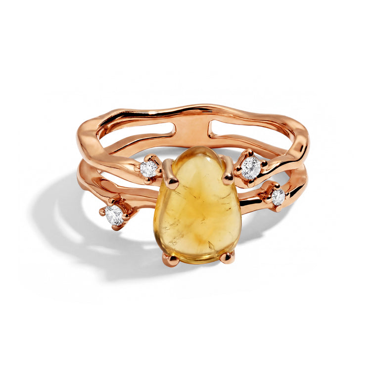 Asymmetrical Citrine Stack Ring