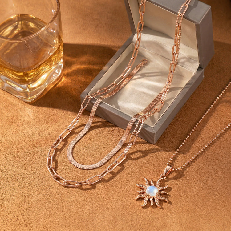 Moonstone Necklace - Stars & Moon
