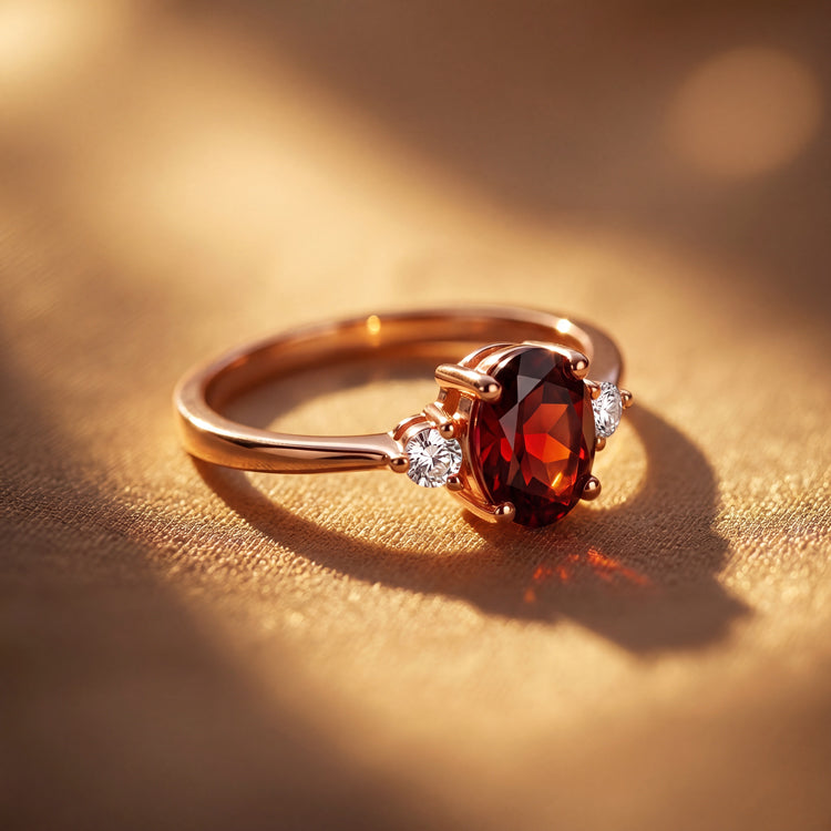 Garnet Simple Oval Ring