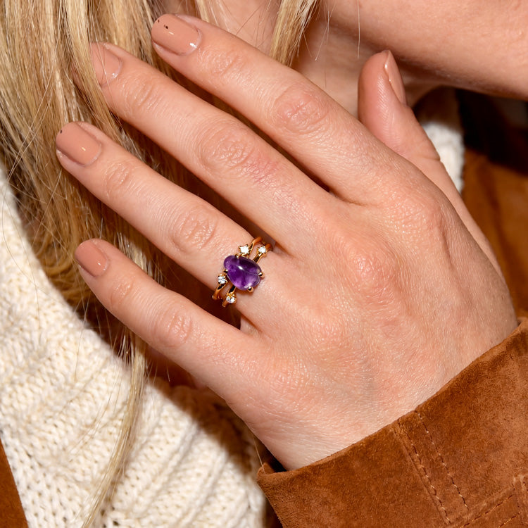 Asymmetrical Amethyst Stack Ring