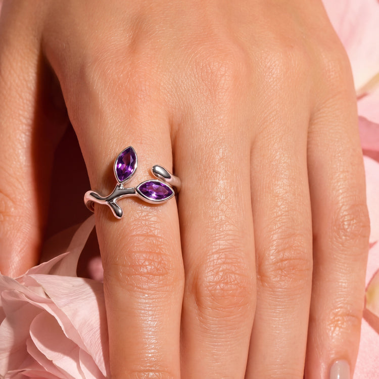 Adjustable Amethyst Vine Ring