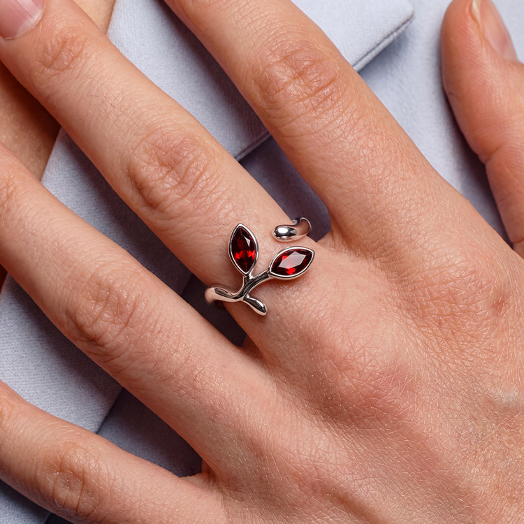 Branch Garnet Open Ring