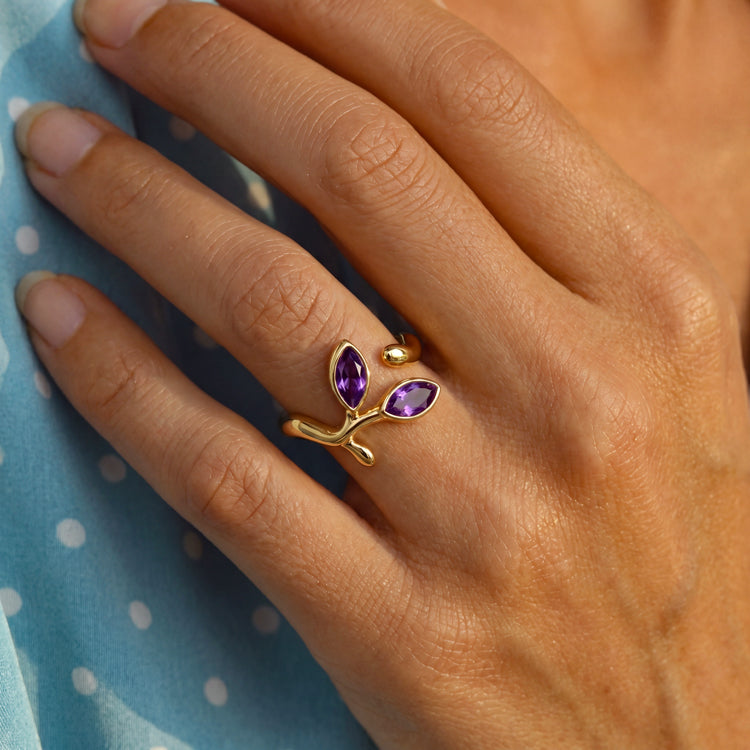 Adjustable Amethyst Vine Ring