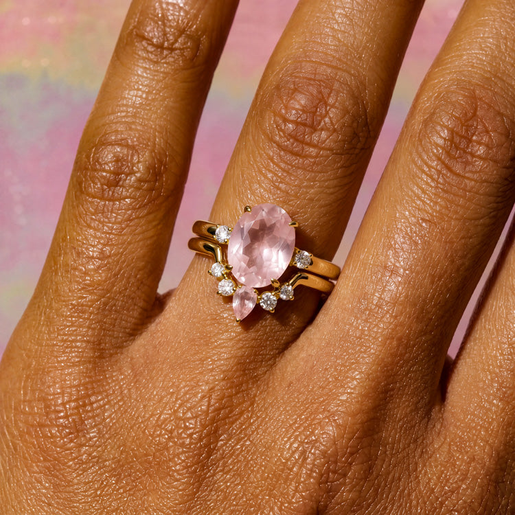 Rose Quartz Stacking Ring Set