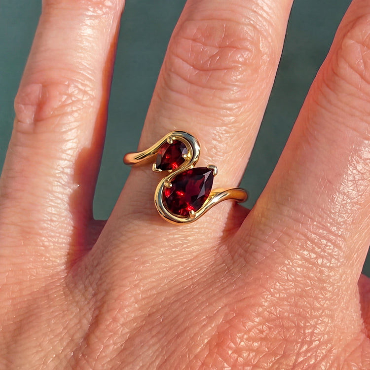 Garnet Twisted Statement Ring