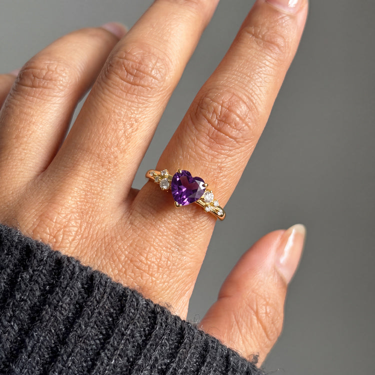 Ornate Amethyst Heart Statement Ring