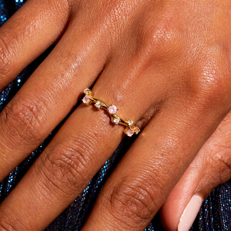 Dainty Rose Quartz Stacking Ring