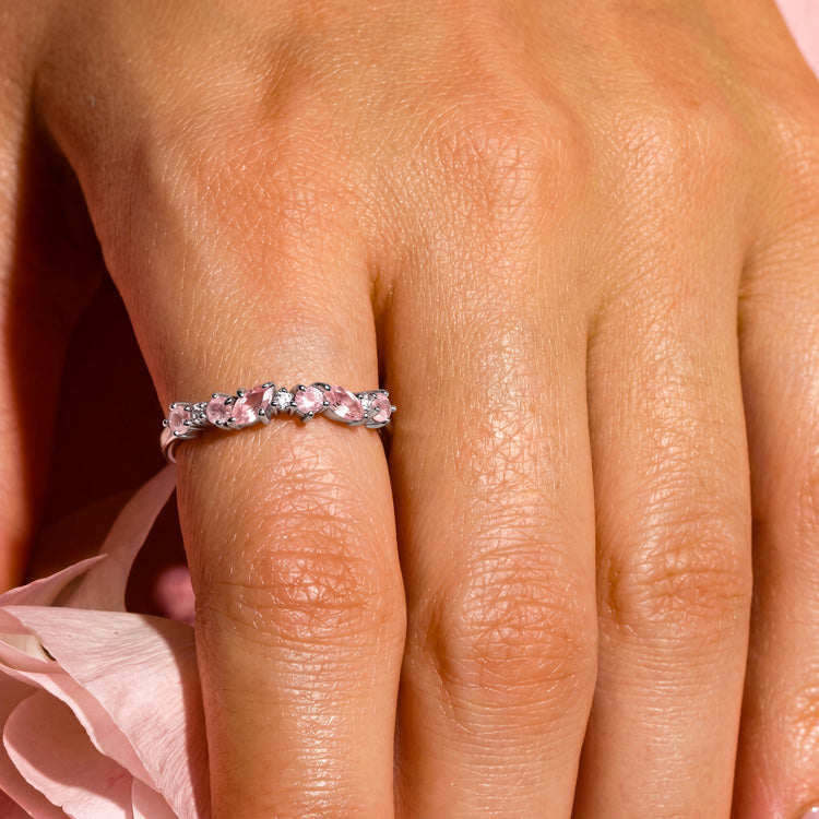 Alternating Rose Quartz Stacking Ring