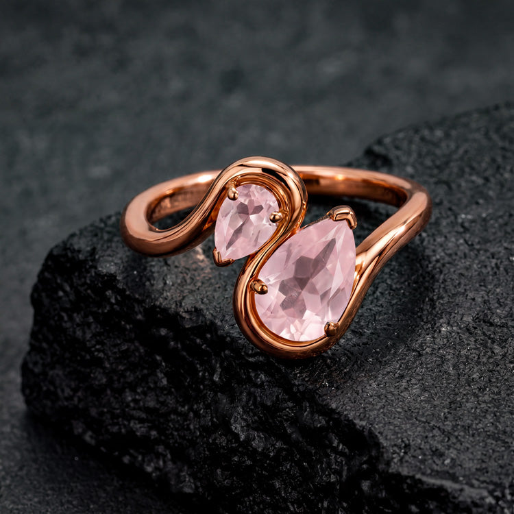 Pear Rose Quartz Stacking Ring