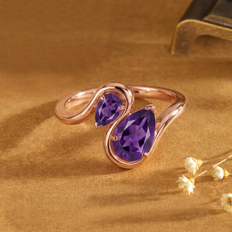 Pear Amethyst Stacking Ring