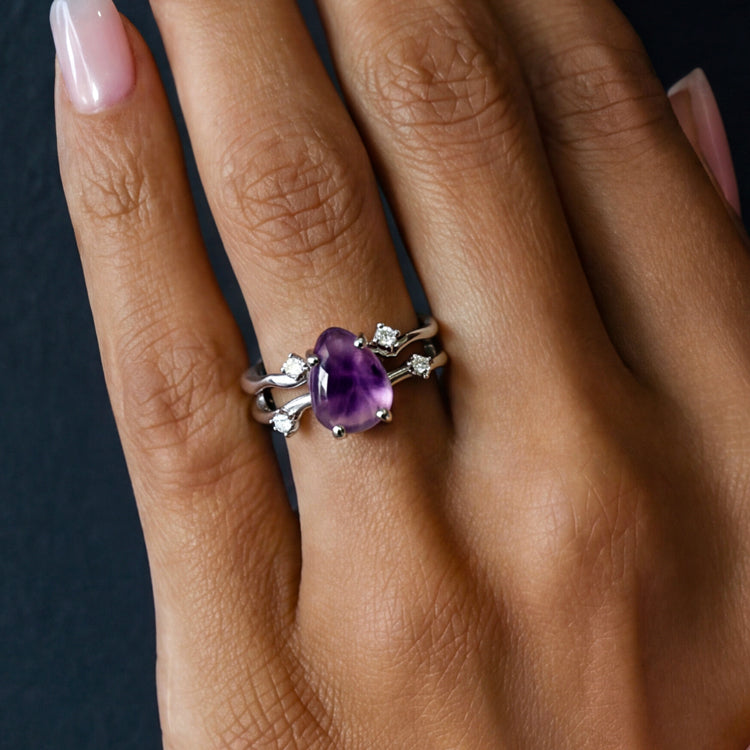 Asymmetrical Amethyst Stack Ring