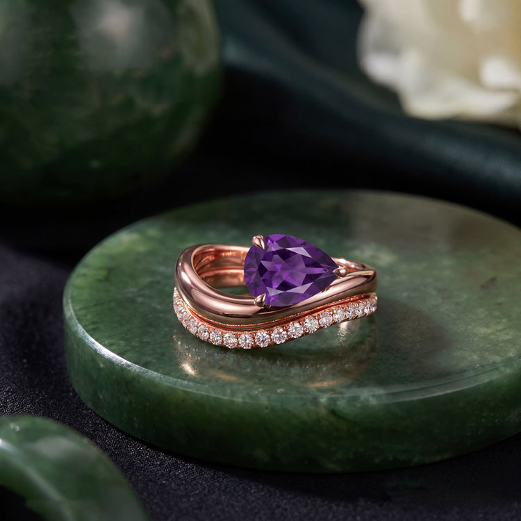 Amethyst Bridal Promise Ring Set