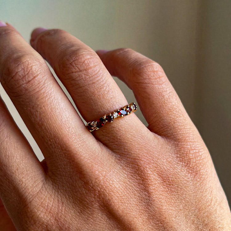 Alternating Garnet Stacking Ring
