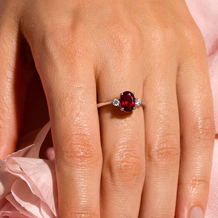 Garnet Simple Oval Ring