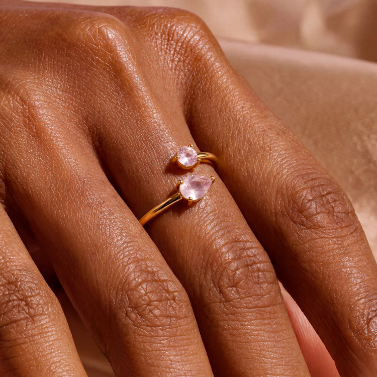 Rose Quartz Open Cuff Ring