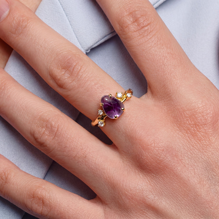 Rough Amethyst Twig Ring