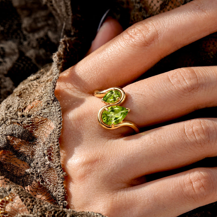 Peridot Twisted Statement Ring