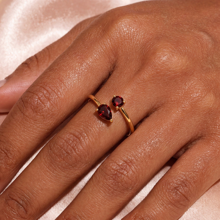 Garnet Open Ring