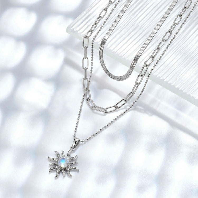 Moonstone Necklace - Stars & Moon