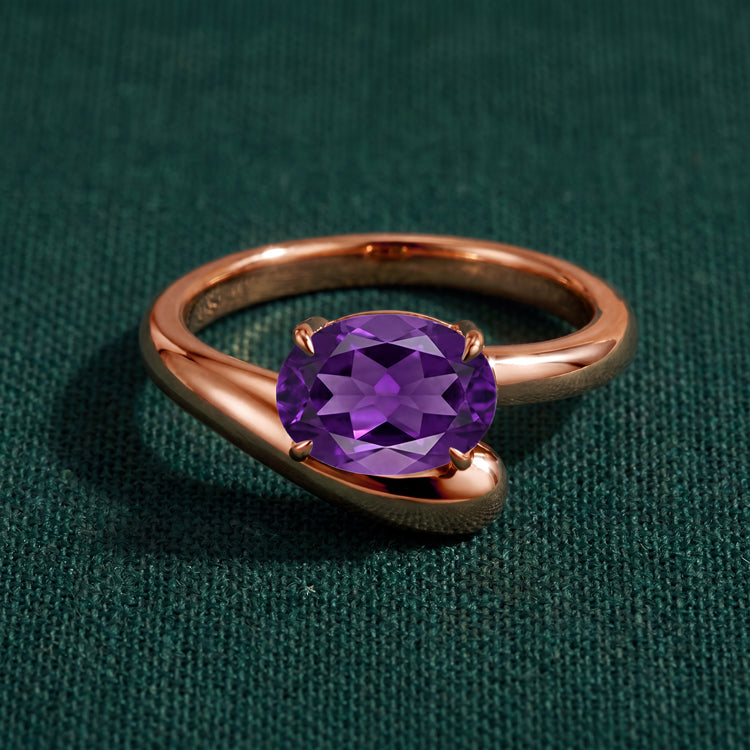 Curved Amethyst Statement Ring