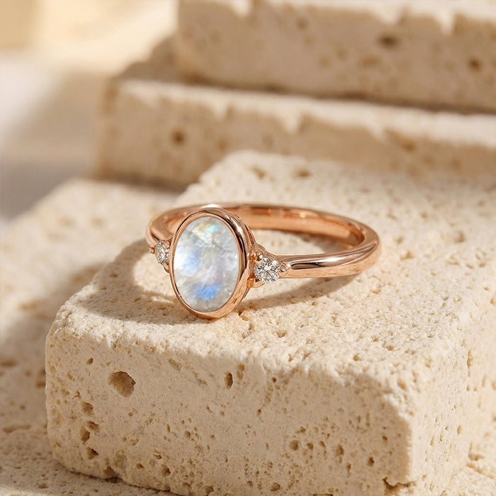 Oval Moonstone Ring - Raw Crystal