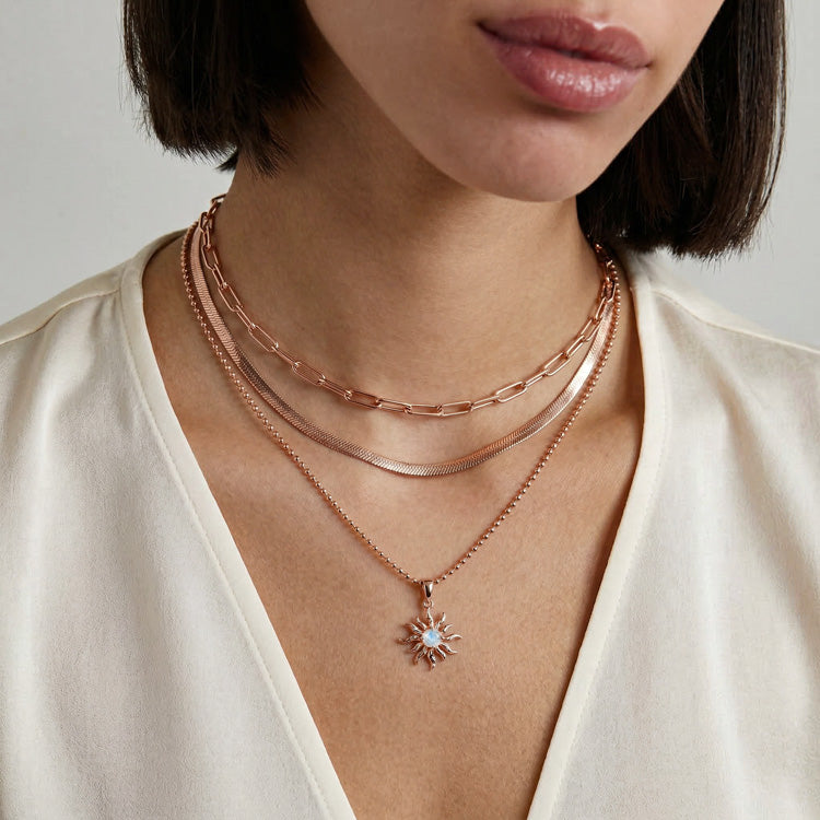 Moonstone Necklace - Stars & Moon