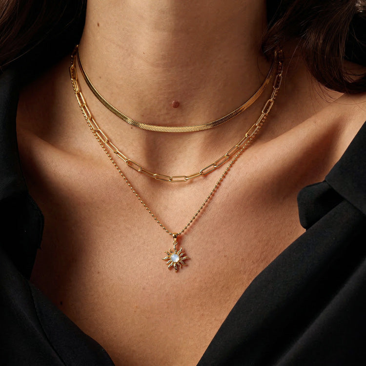 Moonstone Necklace - Stars & Moon