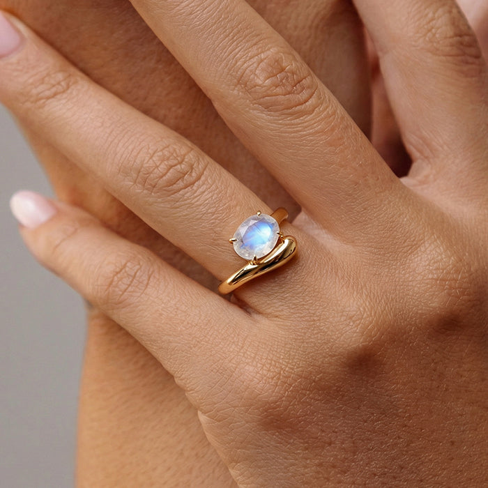Embrace Twisted Statement Ring - Moonstone