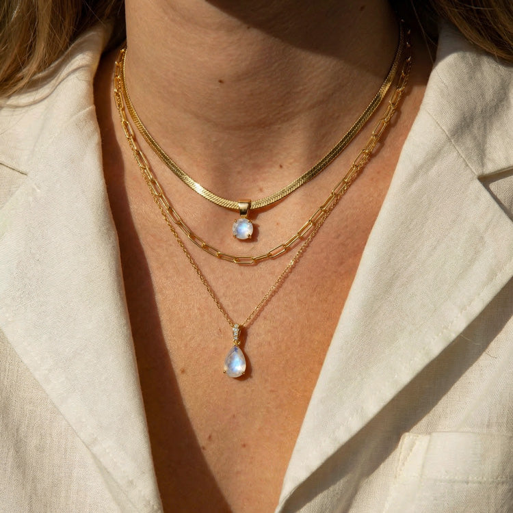 Moonstone Necklace Set - Pear