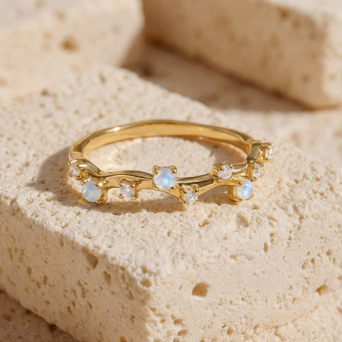 Intertwined Starlight Moonstone Ring