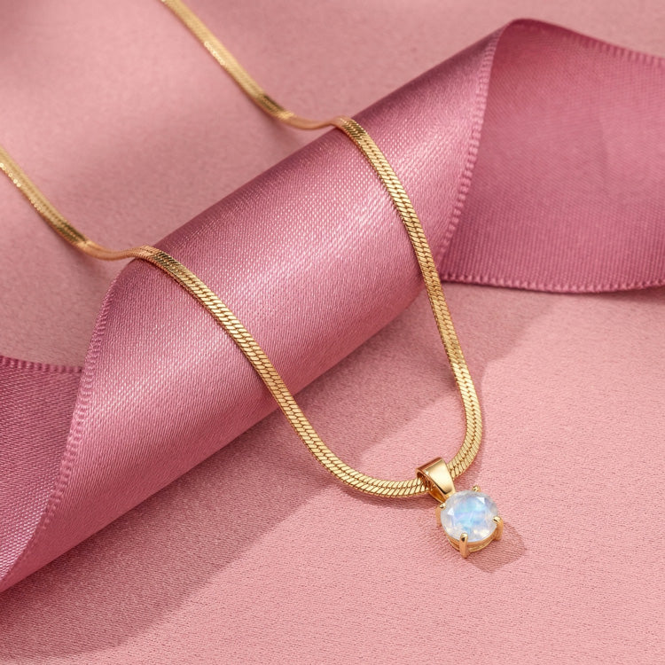 Moonstone Necklace - Snake Chain
