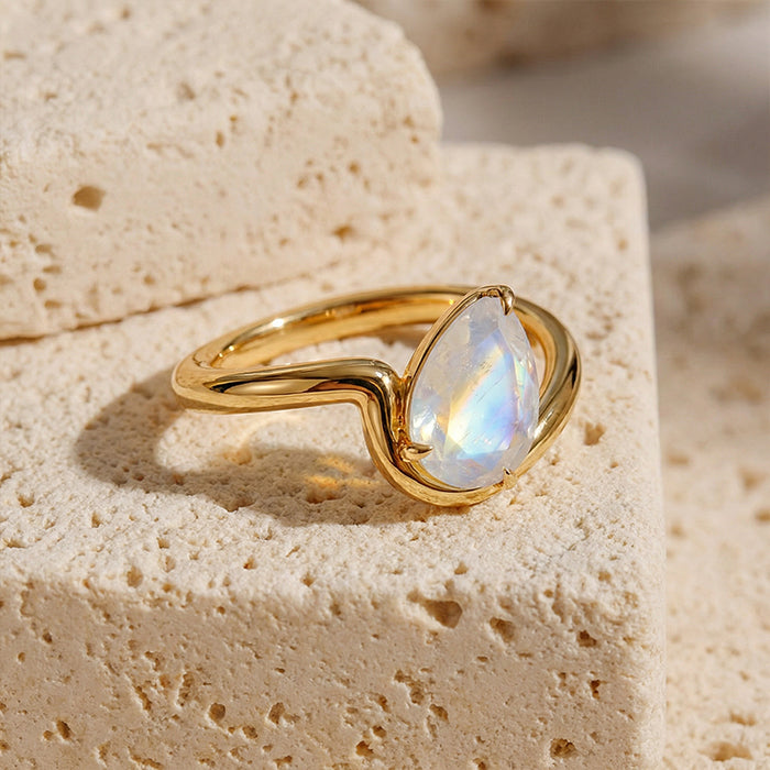 Pear-Shaped Moonstone Statement Ring