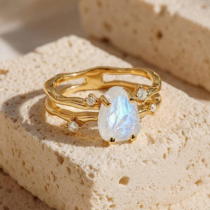 Moonstone Statement Rings -  Raw Crystal