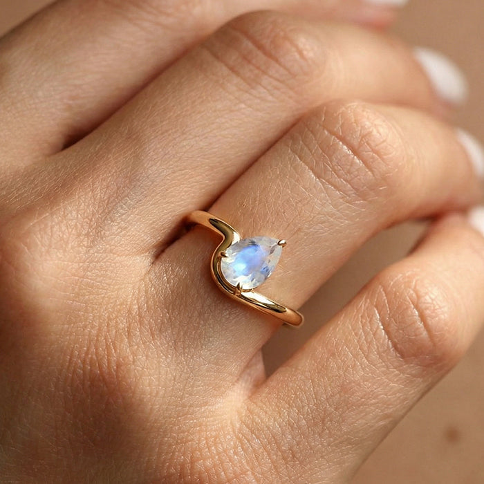 Pear-Shaped Moonstone Statement Ring