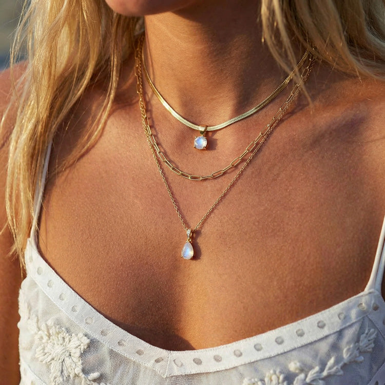 Moonstone Necklace Set - Pear