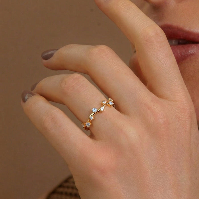 Intertwined Starlight Moonstone Ring