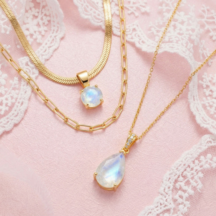 Moonstone Necklace Set - Pear