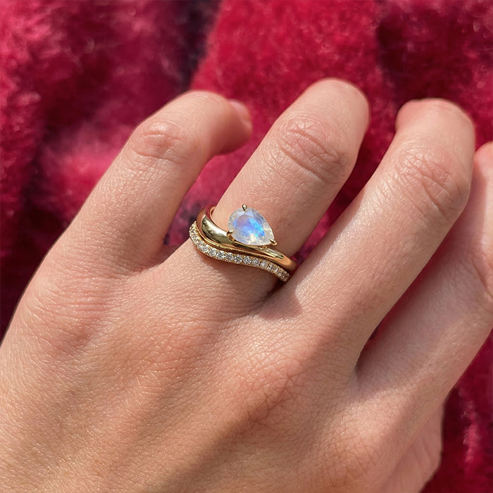 Streamlined Moonstone Double Ring Set