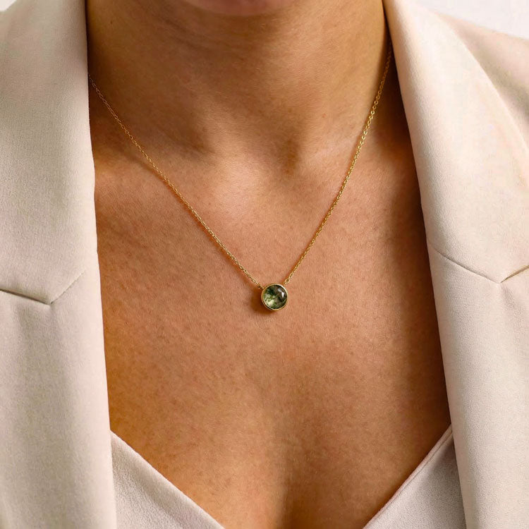 Moss Agate Necklace - Solitaire
