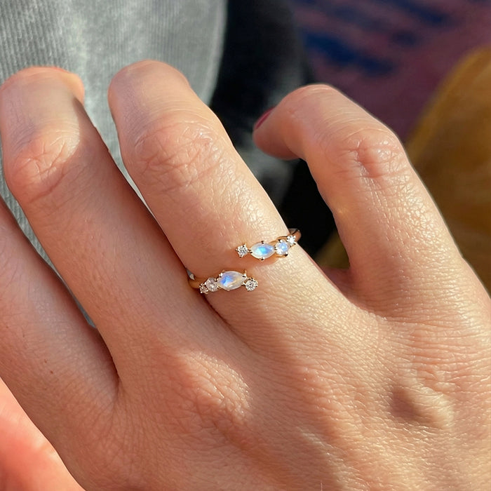 Dainty Moonstone Adjustable Open Ring