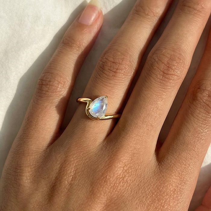 Pear-Shaped Moonstone Statement Ring