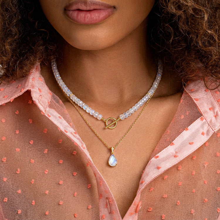 Beaded Moonstone Necklace - Set