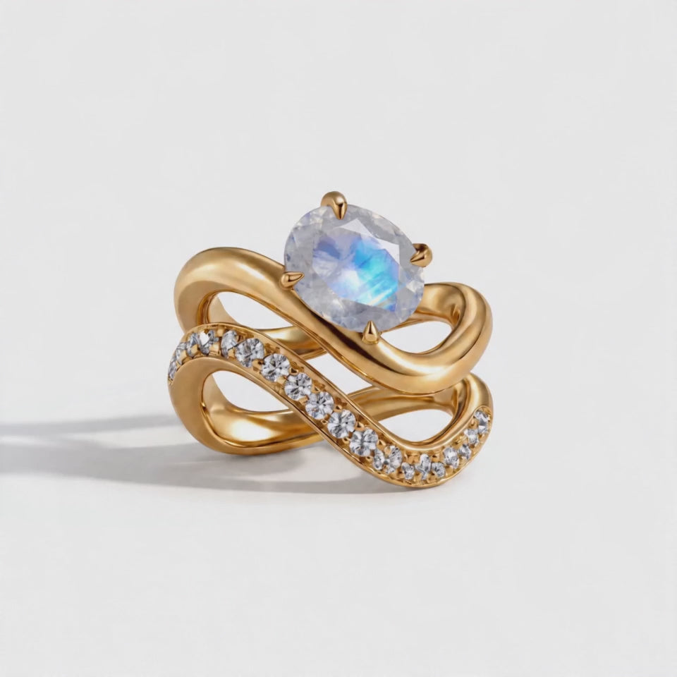 Load video: Tide Ring -  Moonstone