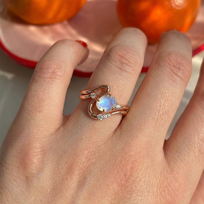Twisted Statement Moonstone Rings Set