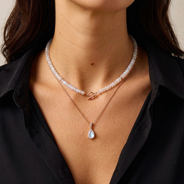 Beaded Moonstone Necklace - Set