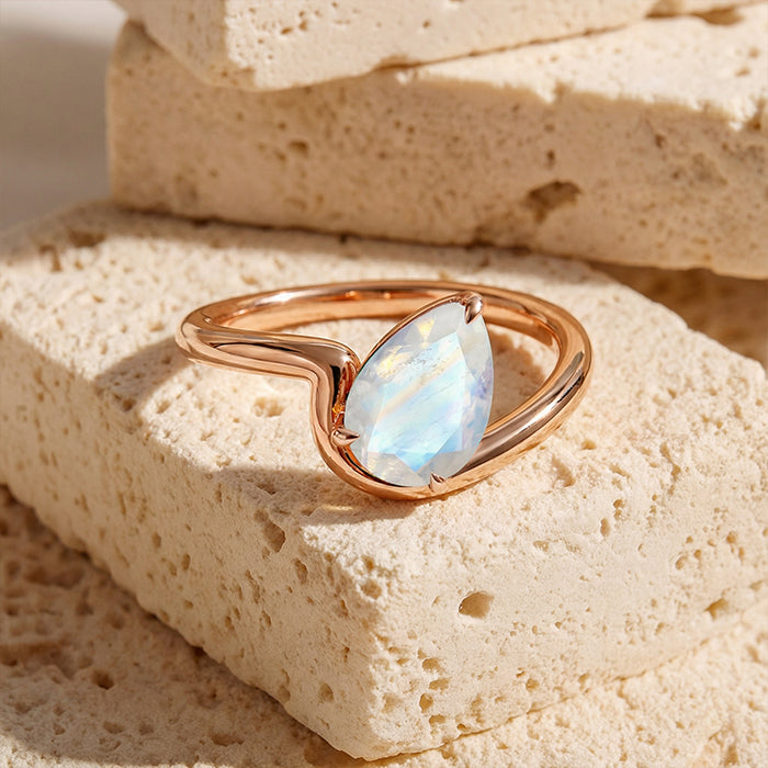 Pear-Shaped Moonstone Statement Ring