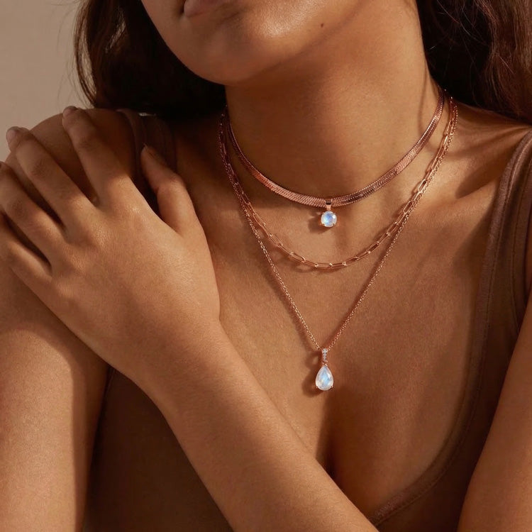 Moonstone Necklace Set - Pear