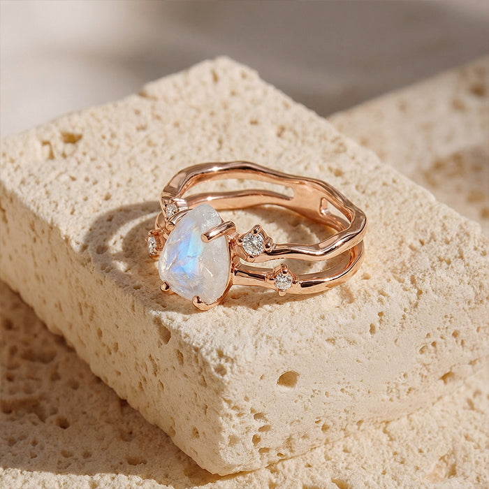 Moonstone Statement Rings -  Raw Crystal