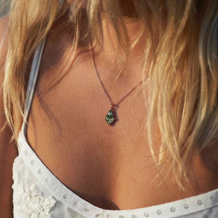 Moss Agate Necklace - Kite