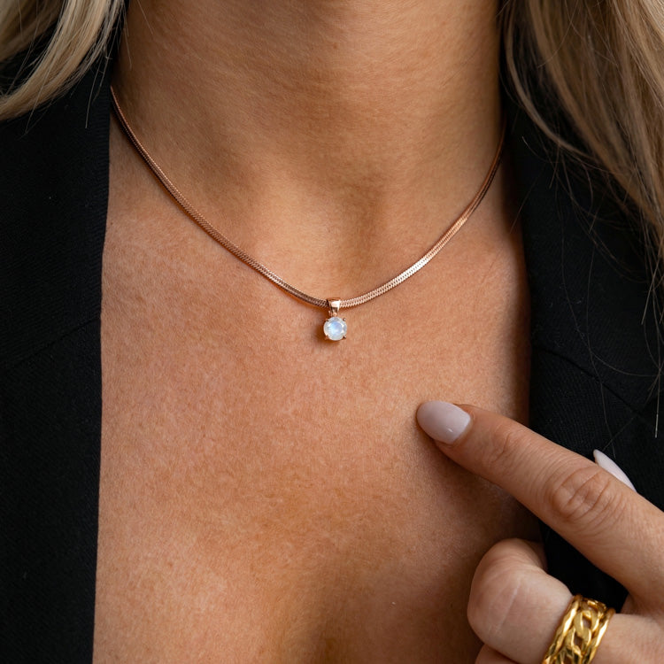 Moonstone Necklace - Snake Chain